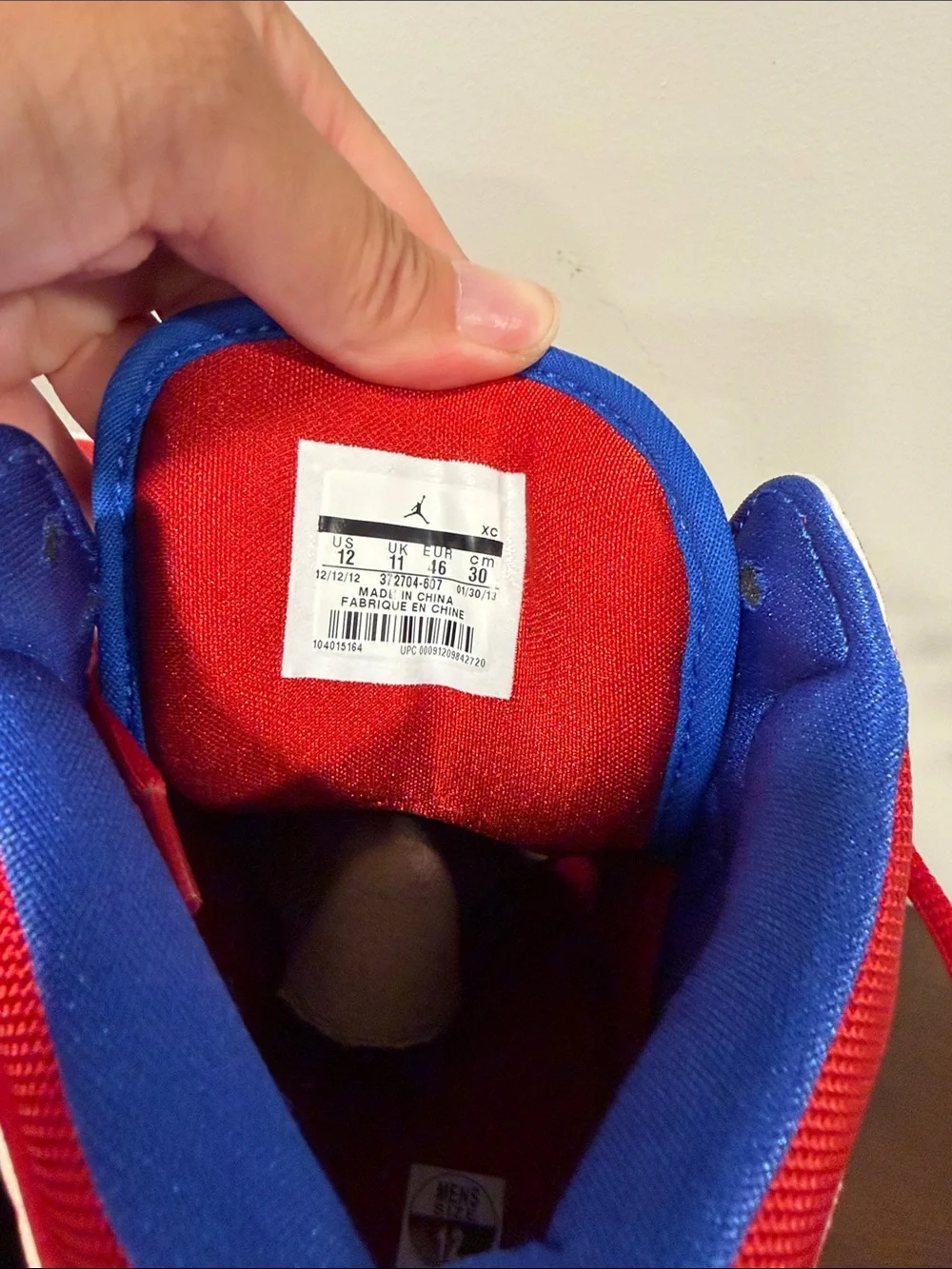Air Jordan 1 Flight, colorway Gym Red / Game Royal / White size 12